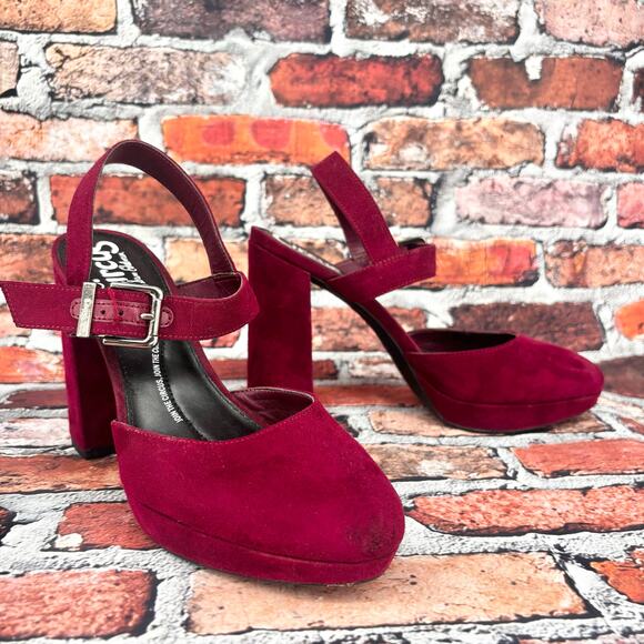Circus by Sam Edelman Daniela Deep Berry Chunky Heels Size 6 - Picture 2 of 9